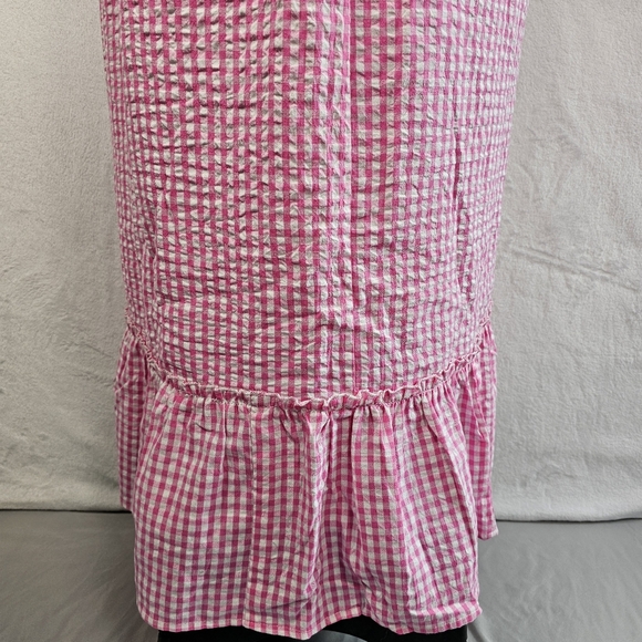 Raviya Women's Maxi Dress Swim Cover Up Size M 100% Cotton Pink White Check - Picture 11 of 15